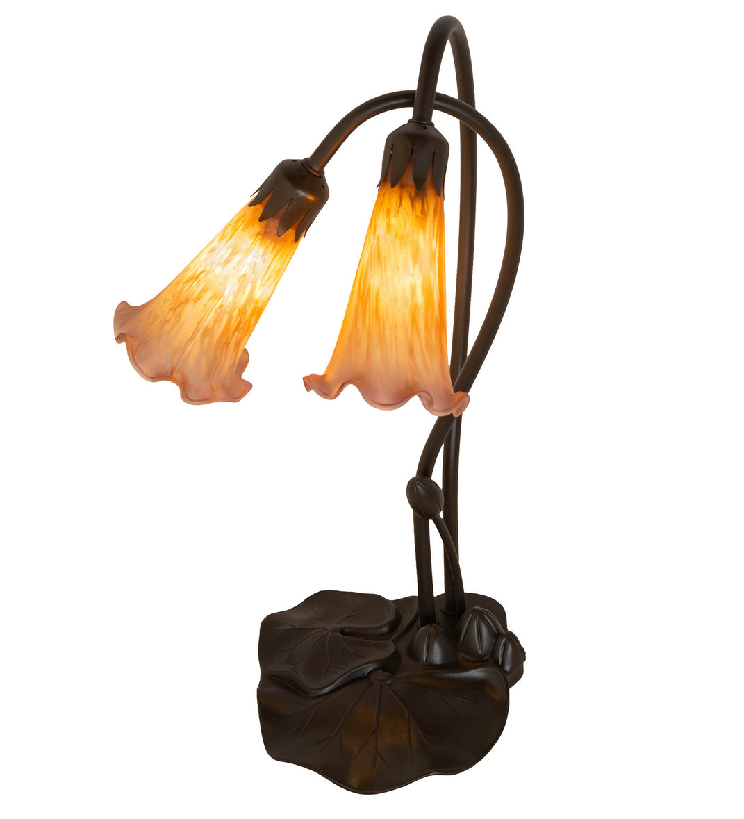 Meyda Tiffany - 13008 - Two Light Accent Lamp - Amber/Purple Pond Lily - Mahogany Bronze