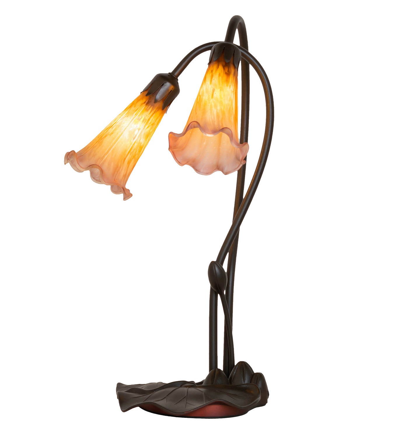 Meyda Tiffany - 13008 - Two Light Accent Lamp - Amber/Purple Pond Lily - Mahogany Bronze