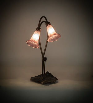 Meyda Tiffany - 13209 - Two Light Accent Lamp - Lavender Pond Lily - Mahogany Bronze