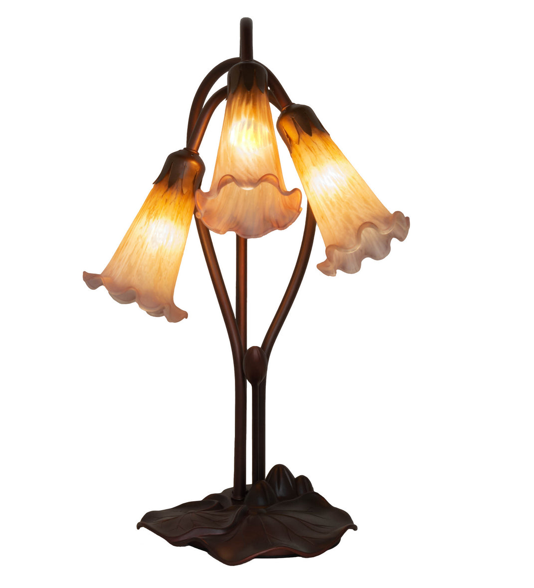 Meyda Tiffany - 13674 - Three Light Accent Lamp - Amber/Purple Pond Lily - Mahogany Bronze