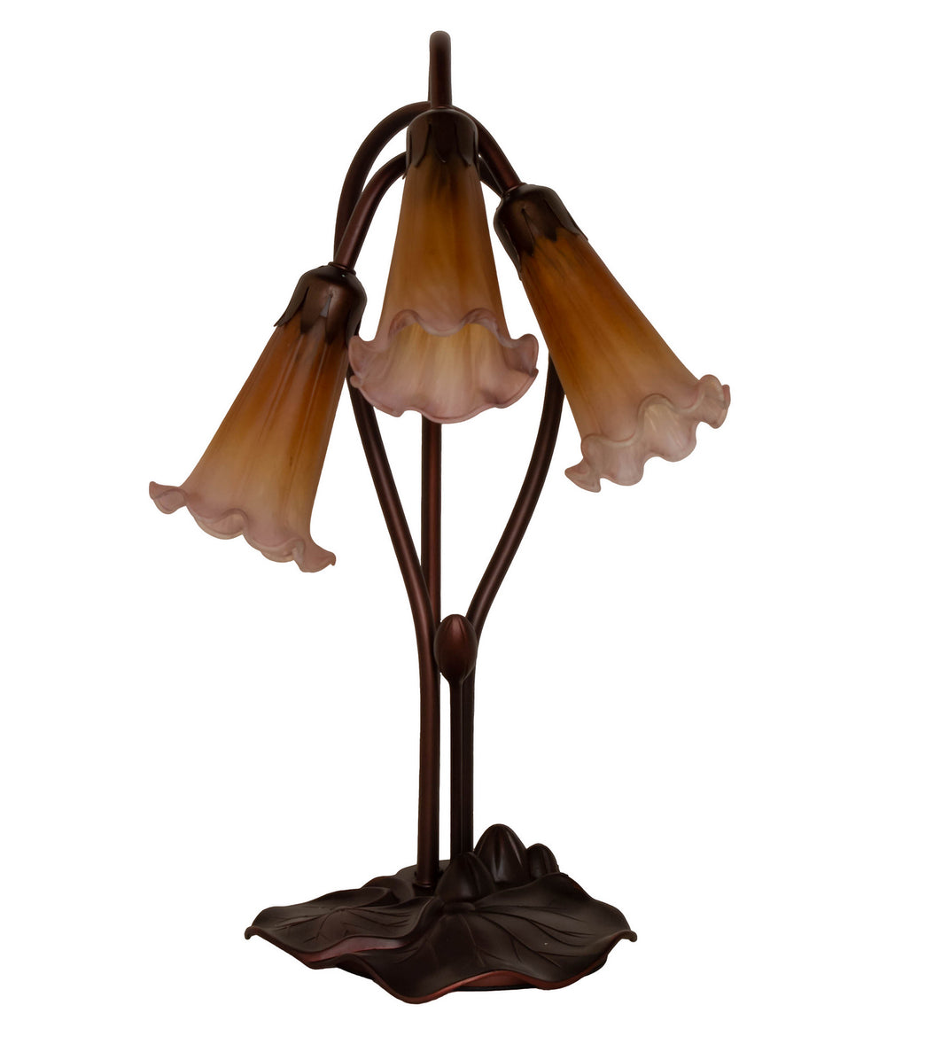 Meyda Tiffany - 13674 - Three Light Accent Lamp - Amber/Purple Pond Lily - Mahogany Bronze