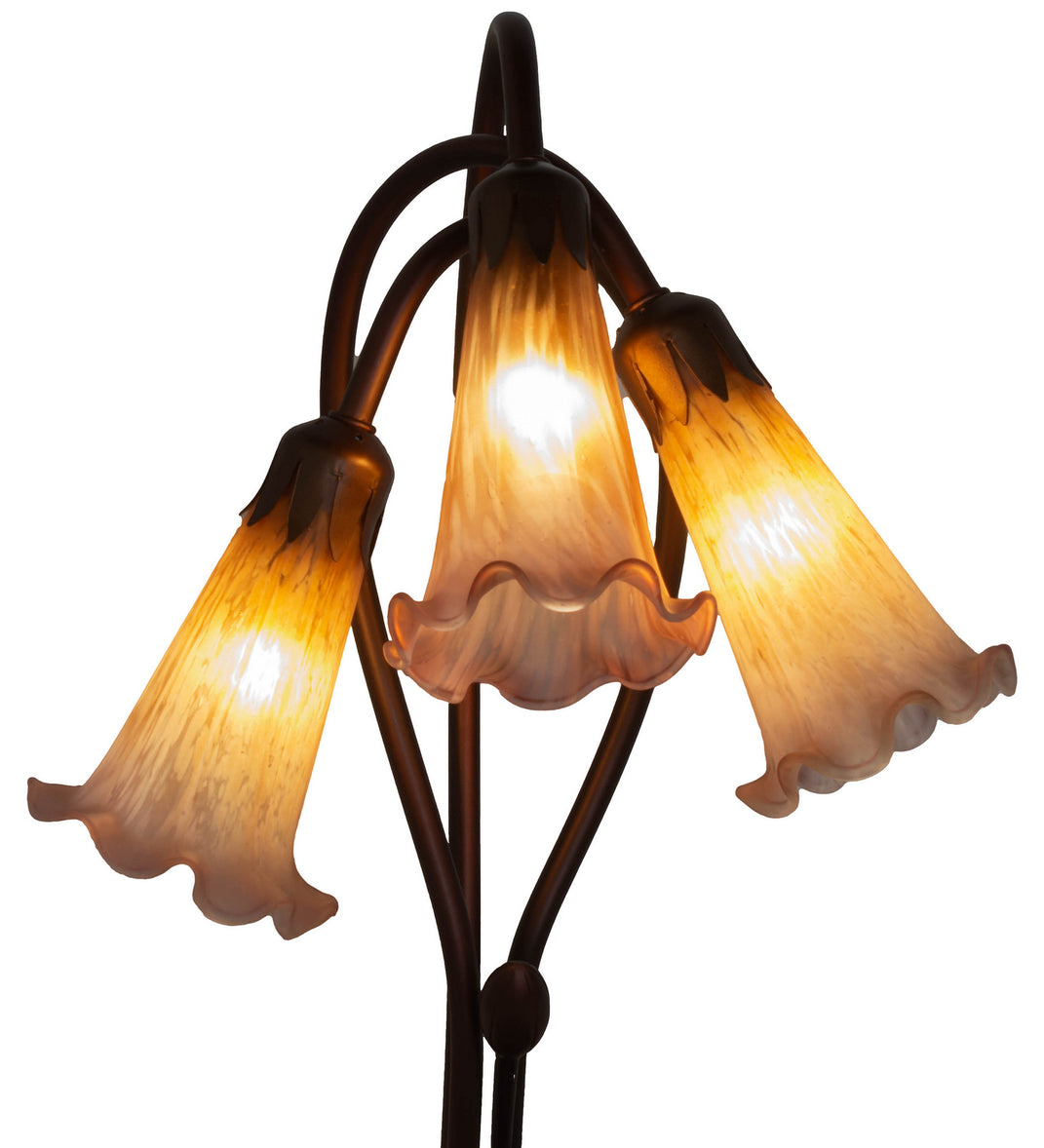 Meyda Tiffany - 13674 - Three Light Accent Lamp - Amber/Purple Pond Lily - Mahogany Bronze