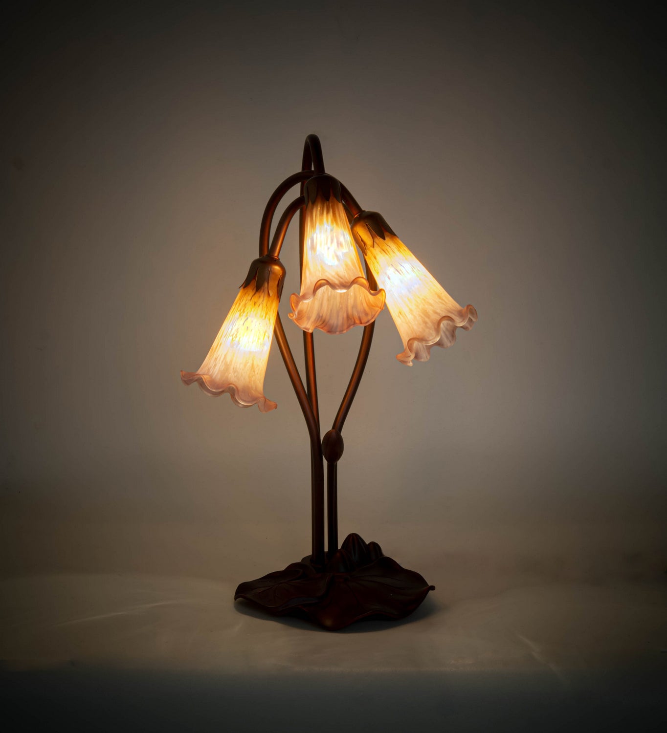 Meyda Tiffany - 13674 - Three Light Accent Lamp - Amber/Purple Pond Lily - Mahogany Bronze