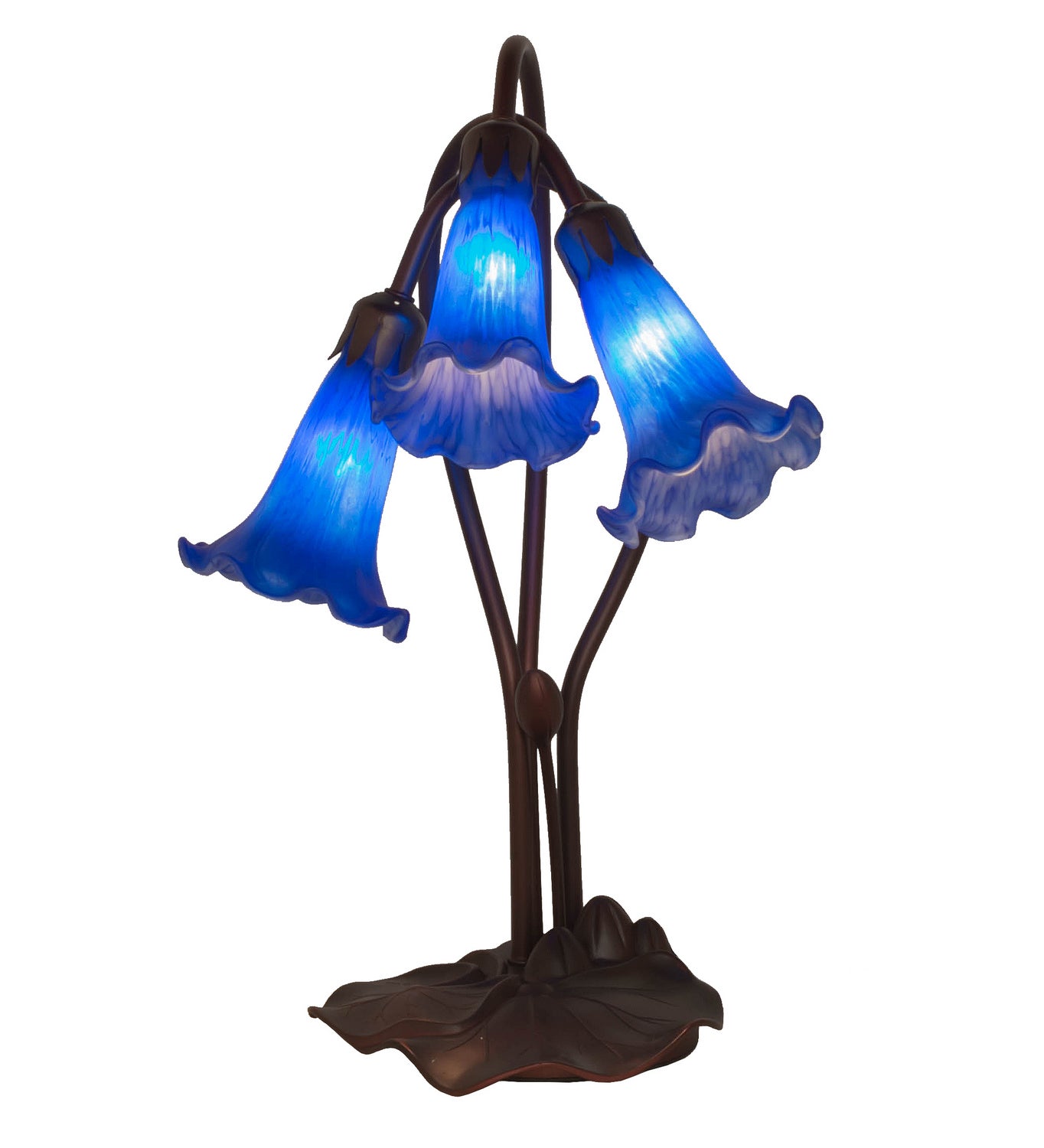 Meyda Tiffany - 13746 - Three Light Accent Lamp - Blue - Mahogany Bronze