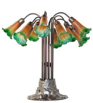 Meyda Tiffany - 14357 - Ten Light Table Lamp - Amber/Green - Mahogany Bronze