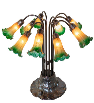 Meyda Tiffany - 14357 - Ten Light Table Lamp - Amber/Green - Mahogany Bronze