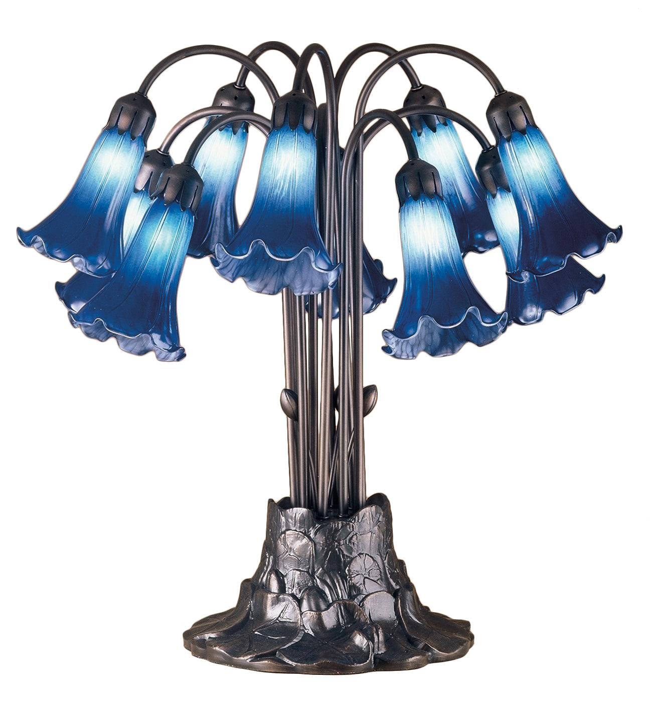 Meyda Tiffany - 14397 - Ten Light Table Lamp - Blue Pond Lily - Mahogany Bronze