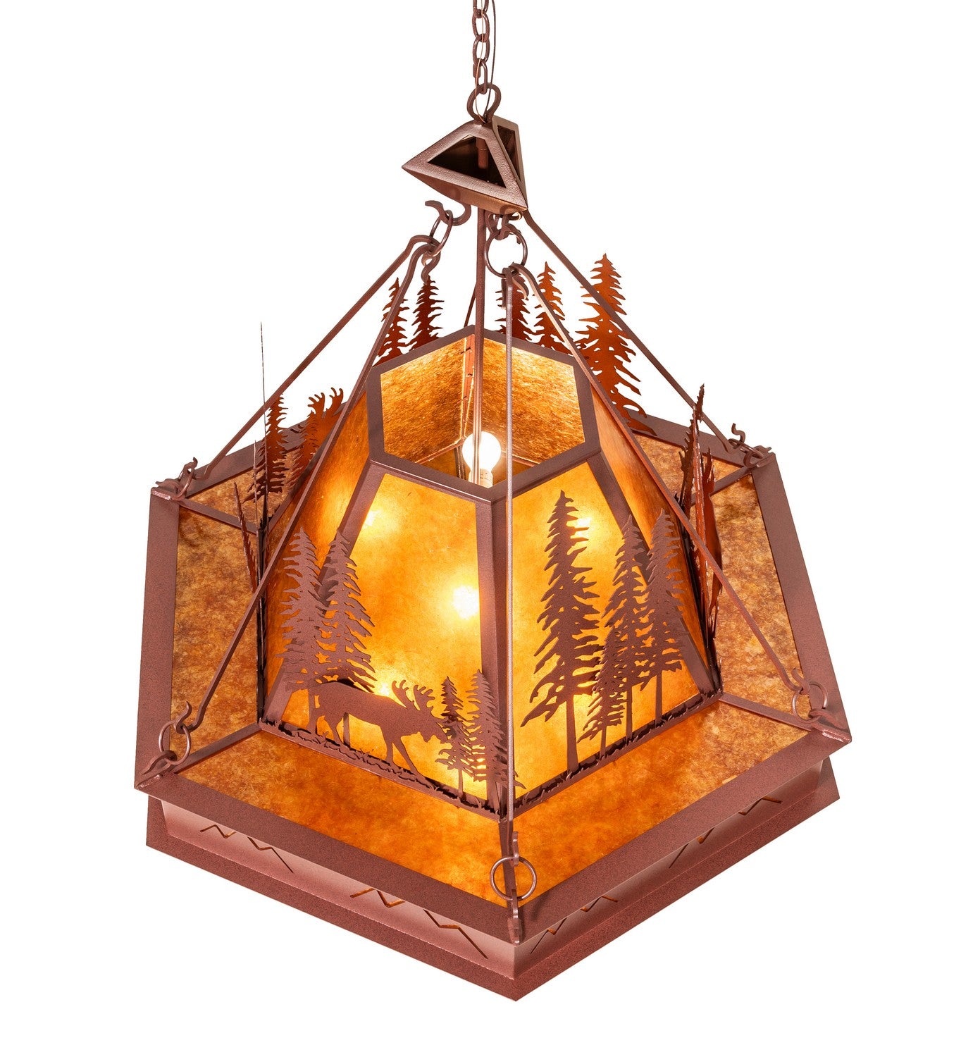 Meyda Tiffany - 14439 - Eight Light Pendant - Moose At Dusk - Rust