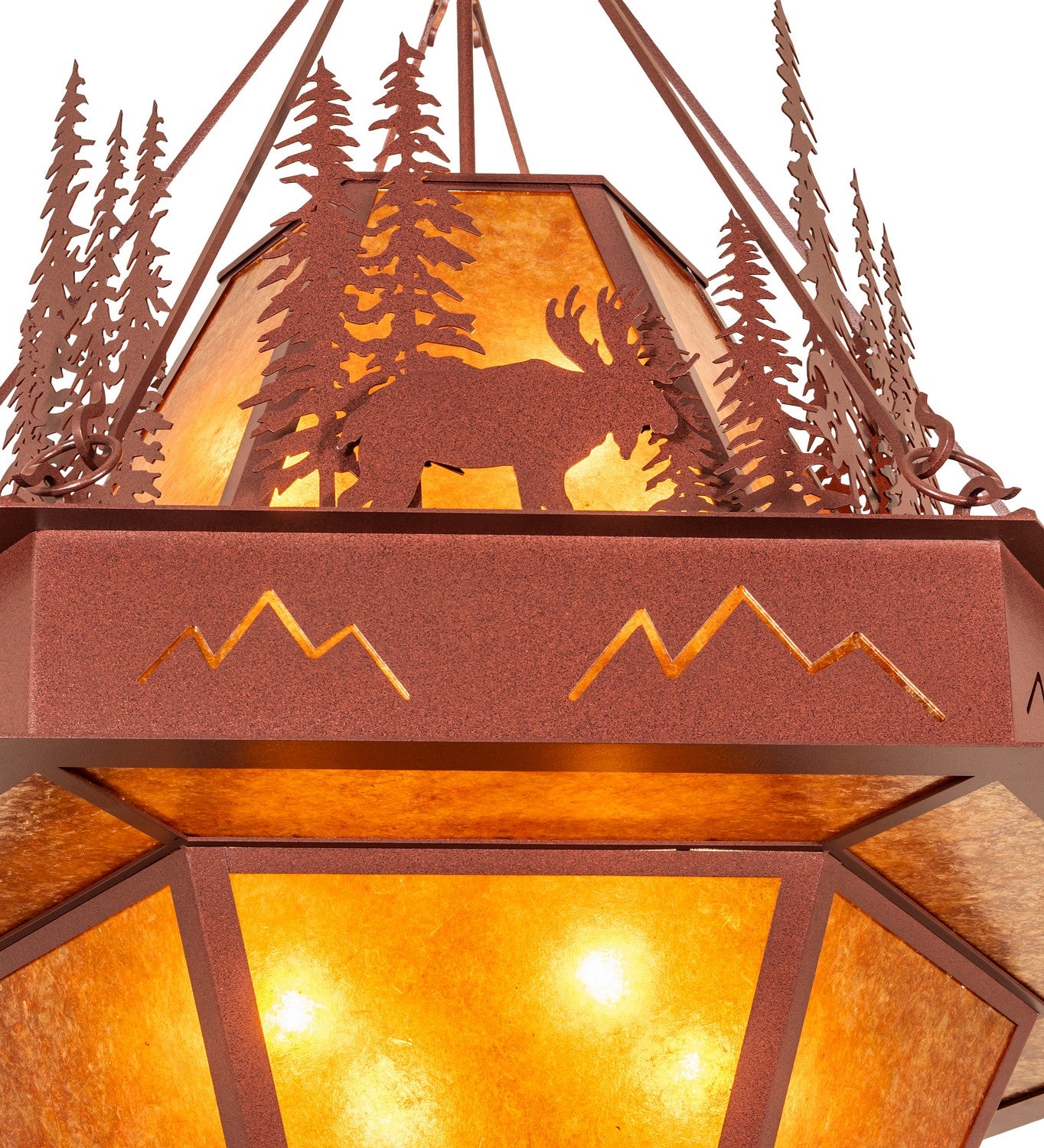 Meyda Tiffany - 14439 - Eight Light Pendant - Moose At Dusk - Rust