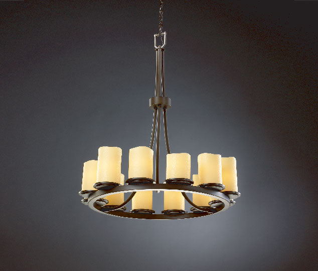 Justice Designs - CNDL-8763-14-AMBR-DBRZ - 12 Light Chandelier - CandleAria - Dark Bronze