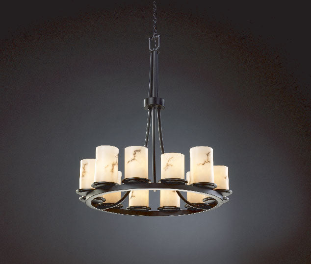 Justice Designs - FAL-8763-10-MBLK - 12 Light Chandelier - LumenAria - Matte Black