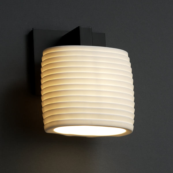 Justice Designs - POR-8931-30-SAWT-MBLK - One Light Wall Sconce - Limoges - Matte Black