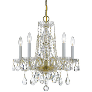 Crystorama - 1061-PB-CL-SAQ - Five Light Mini Chandelier - Traditional Crystal - Polished Brass