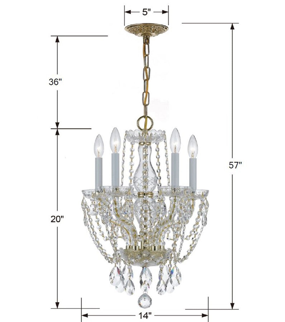 Crystorama - 1129-PB-CL-SAQ - Five Light Mini Chandelier - Traditional Crystal - Polished Brass