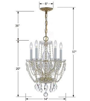 Crystorama - 1129-PB-CL-SAQ - Five Light Mini Chandelier - Traditional Crystal - Polished Brass