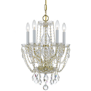 Crystorama - 1129-PB-CL-SAQ - Five Light Mini Chandelier - Traditional Crystal - Polished Brass