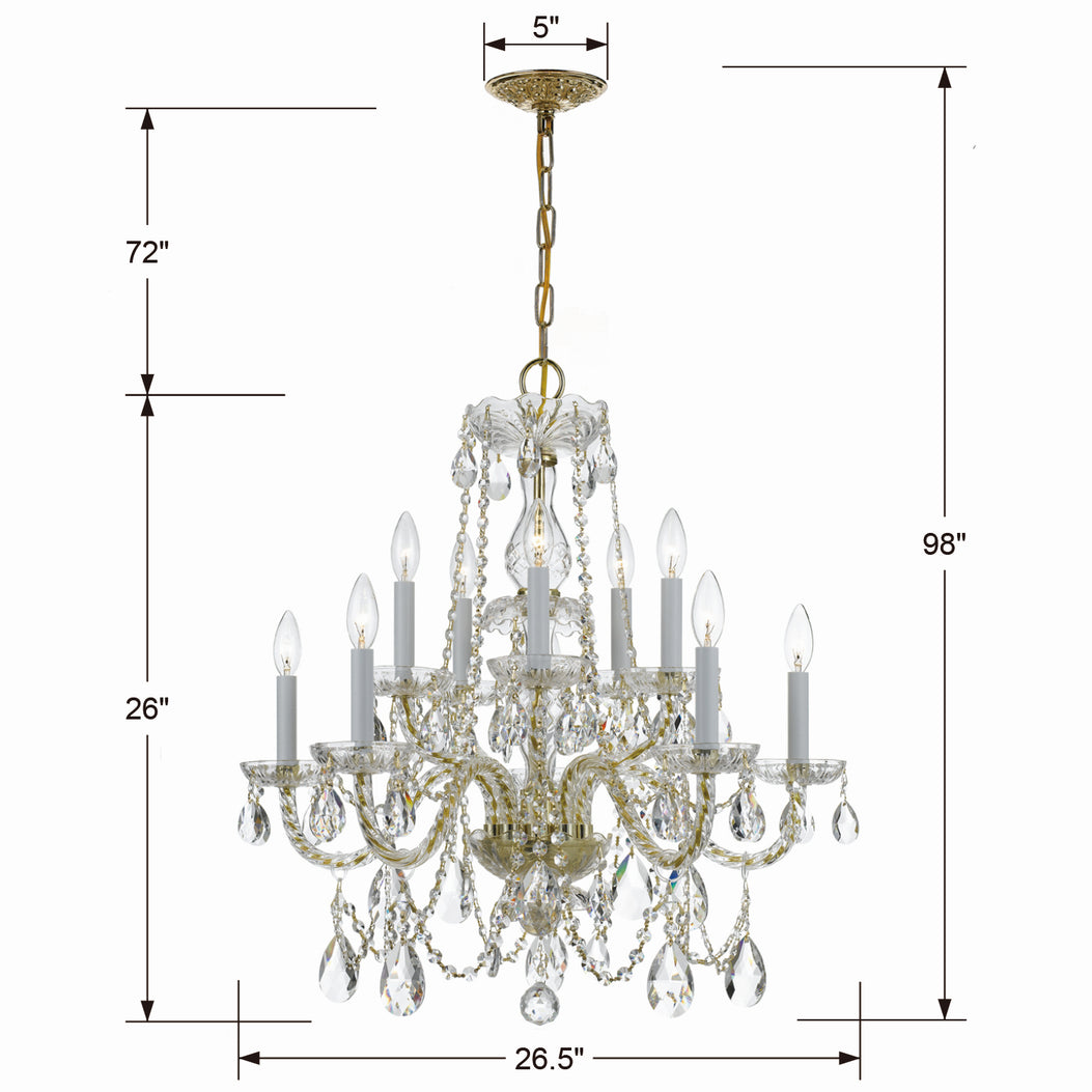 Crystorama - 1130-PB-CL-S - Ten Light Chandelier - Traditional Crystal - Polished Brass