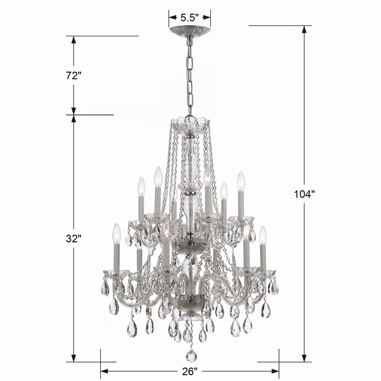 Crystorama - 1137-CH-CL-S - 12 Light Chandelier - Traditional Crystal - Polished Chrome