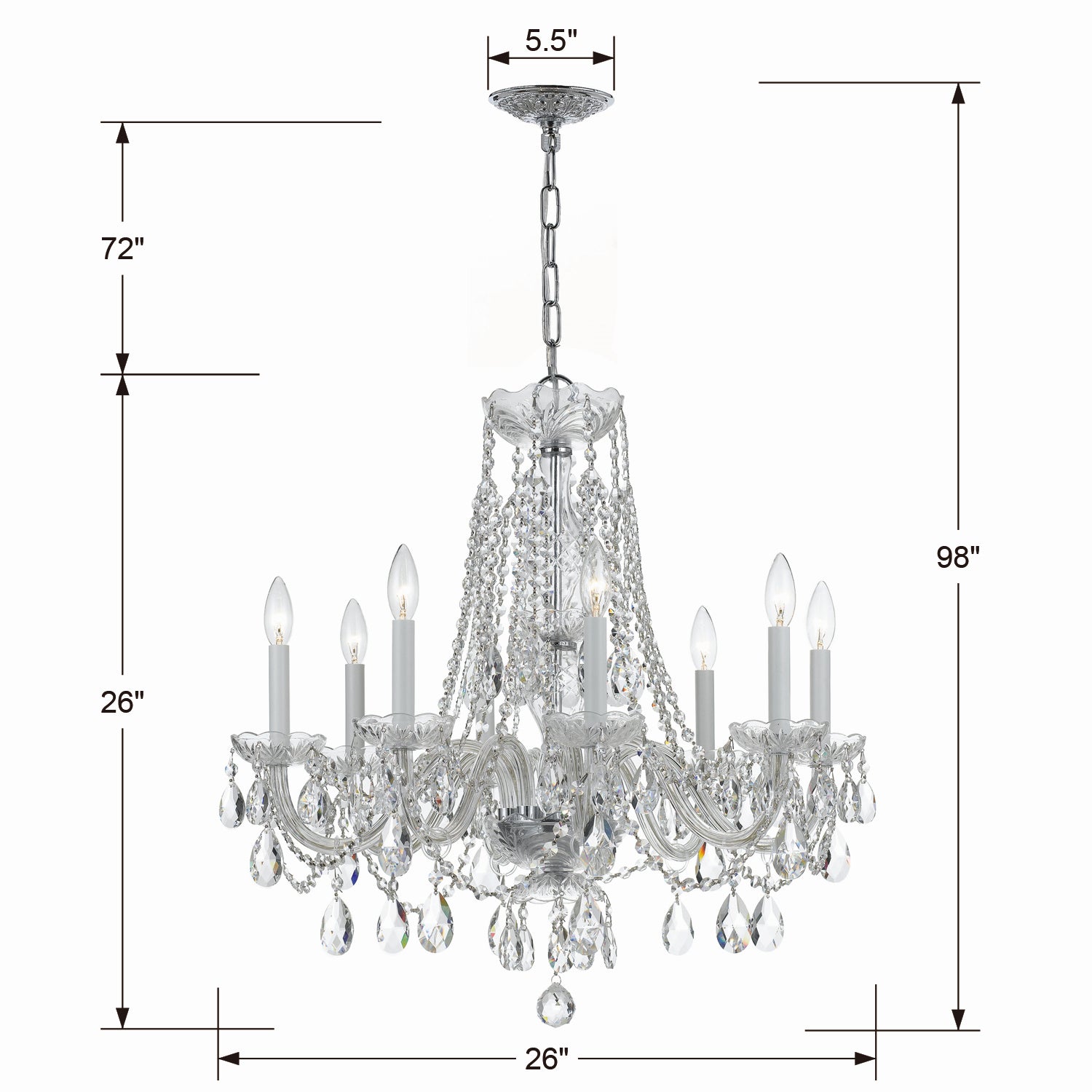 Crystorama - 1138-CH-CL-SAQ - Eight Light Chandelier - Traditional Crystal - Polished Chrome