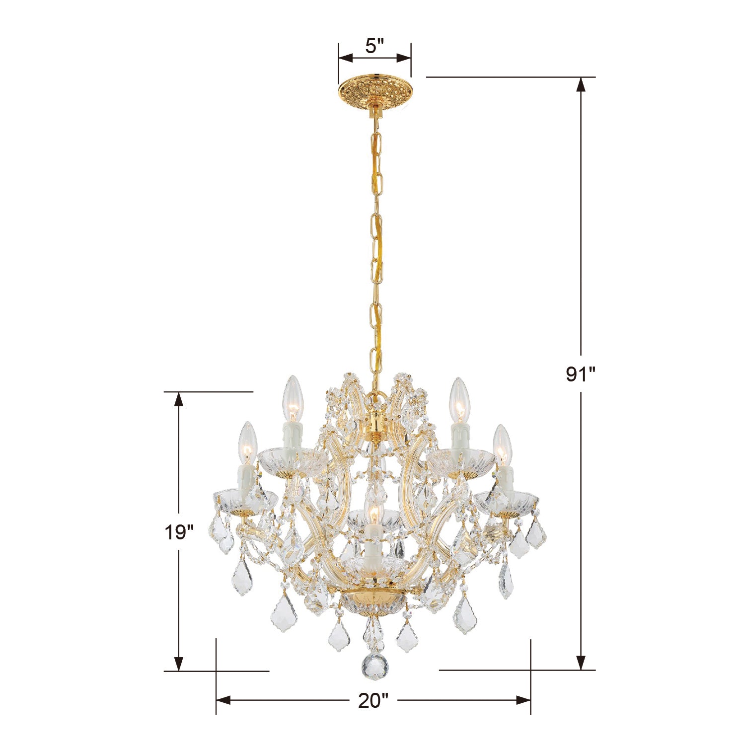 Crystorama - 4405-GD-CL-S - Six Light Mini Chandelier - Maria Theresa - Gold