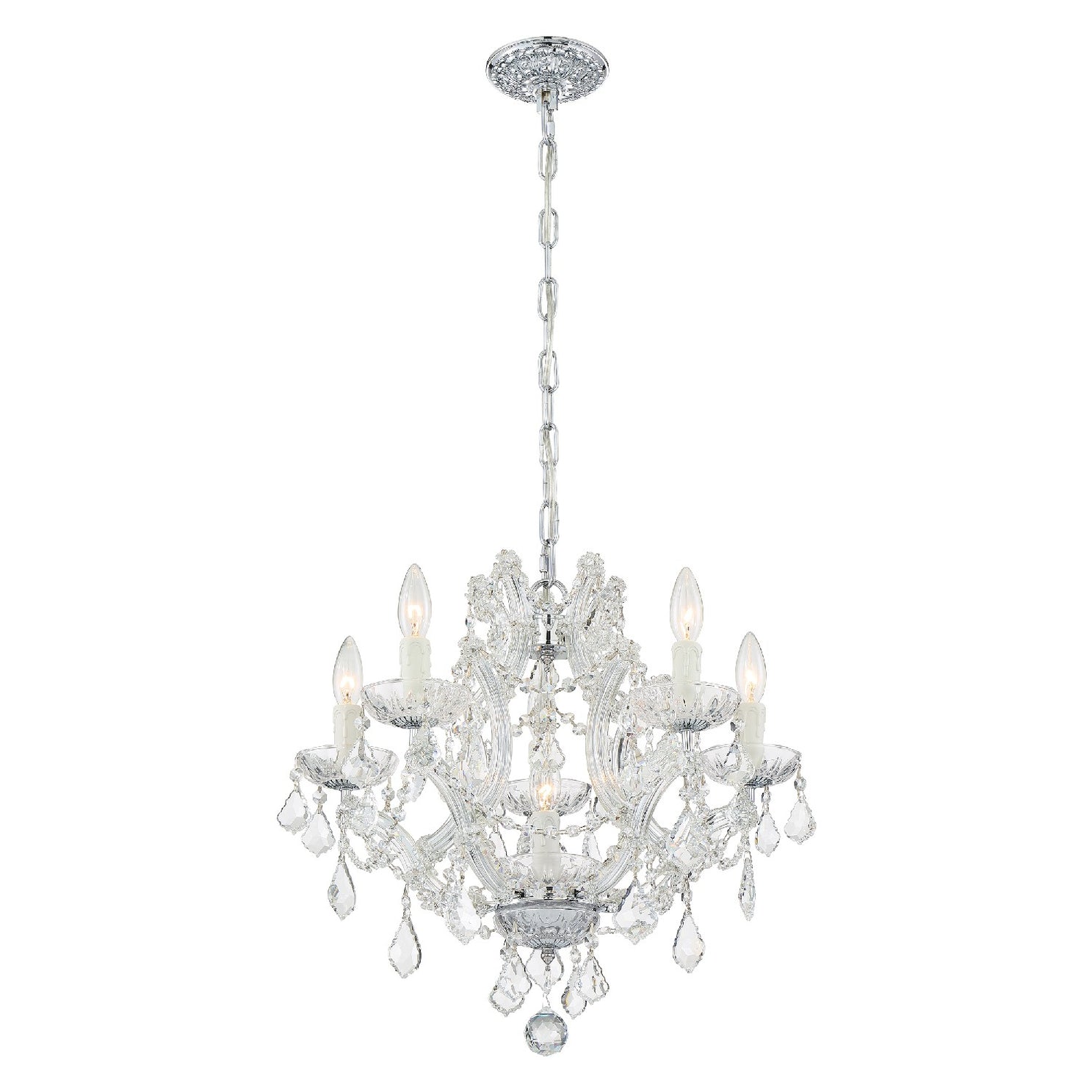 Crystorama - 4405-CH-CL-SAQ - Six Light Mini Chandelier - Maria Theresa - Polished Chrome