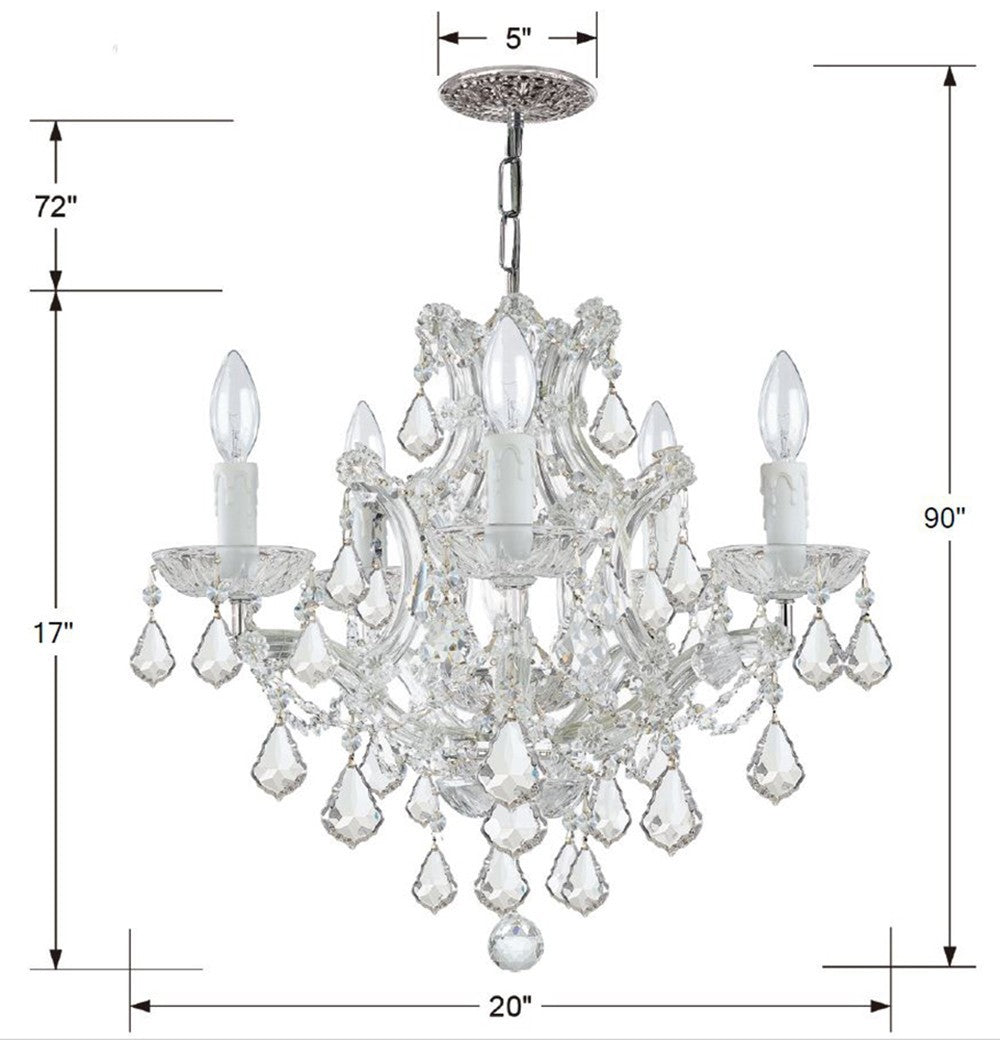 Crystorama - 4405-CH-CL-SAQ - Six Light Mini Chandelier - Maria Theresa - Polished Chrome