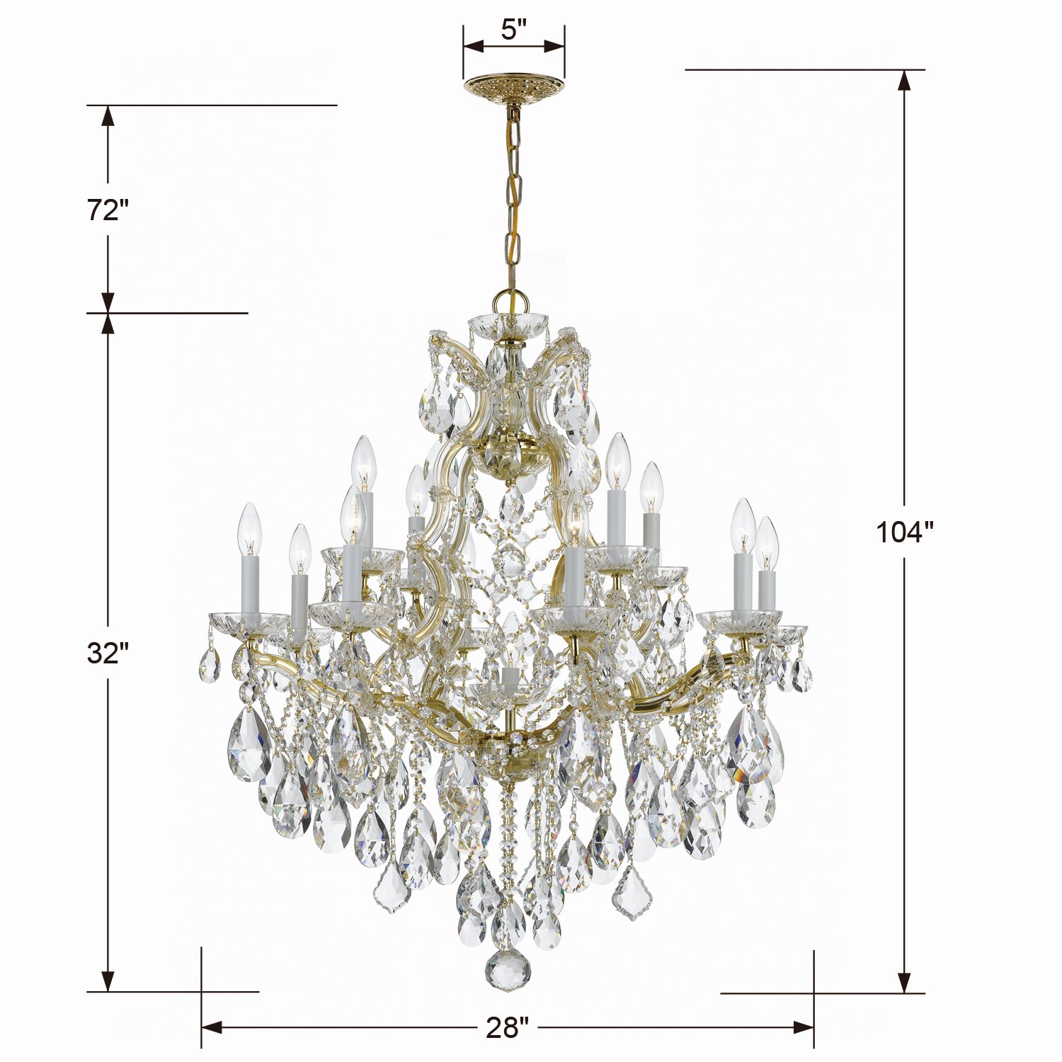 Crystorama - 4413-GD-CL-SAQ - 13 Light Chandelier - Maria Theresa - Gold