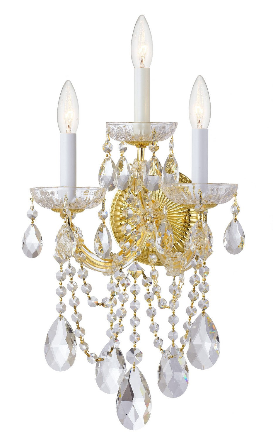 Crystorama - 4423-GD-CL-SAQ - Three Light Wall Sconce - Maria Theresa - Gold