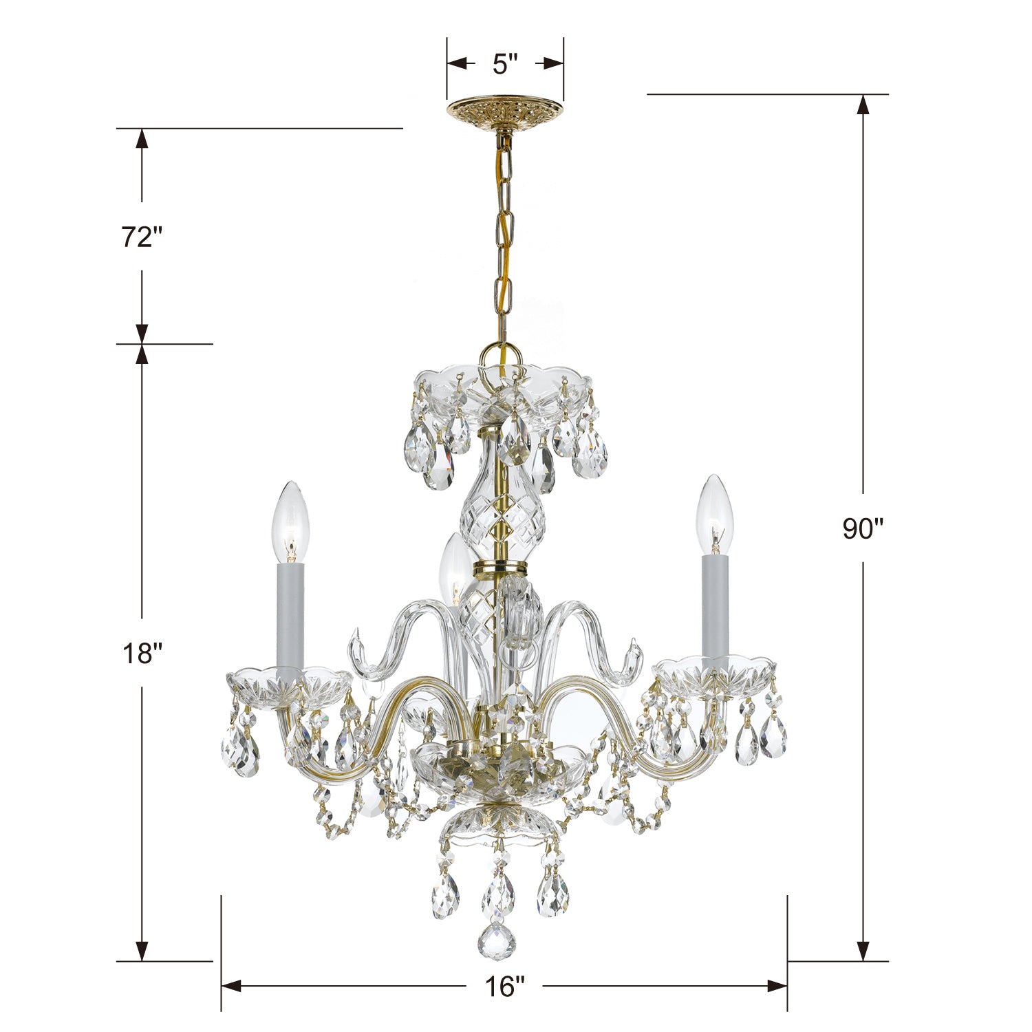 Crystorama - 5044-PB-CL-S - Three Light Mini Chandelier - Traditional Crystal - Polished Brass