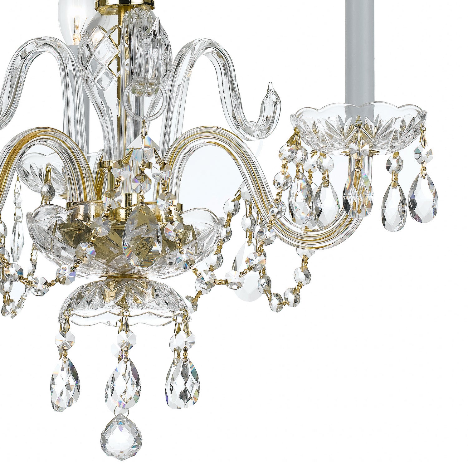 Crystorama - 5044-PB-CL-SAQ - Three Light Mini Chandelier - Traditional Crystal - Polished Brass