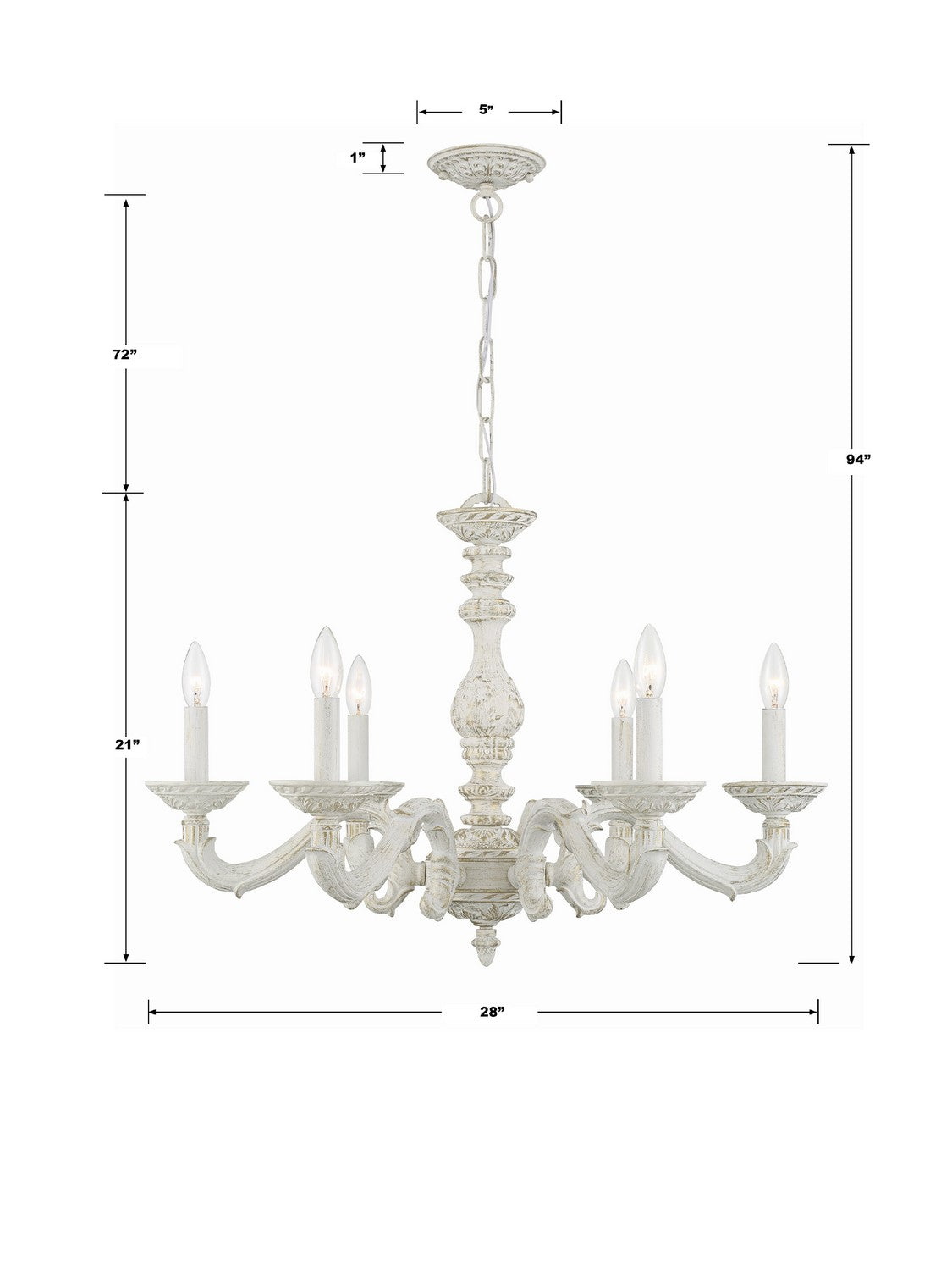 Crystorama - 5126-AW - Six Light Chandelier - Paris Market - Antique White