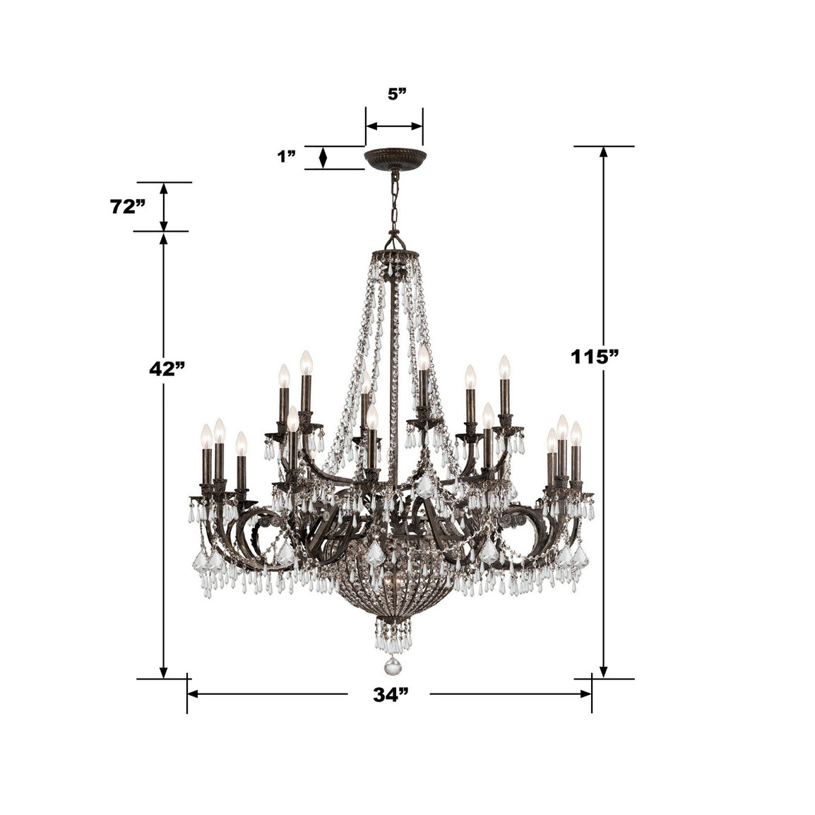 Crystorama - 5169-EB-CL-MWP - 23 Light Chandelier - Vanderbilt - English Bronze