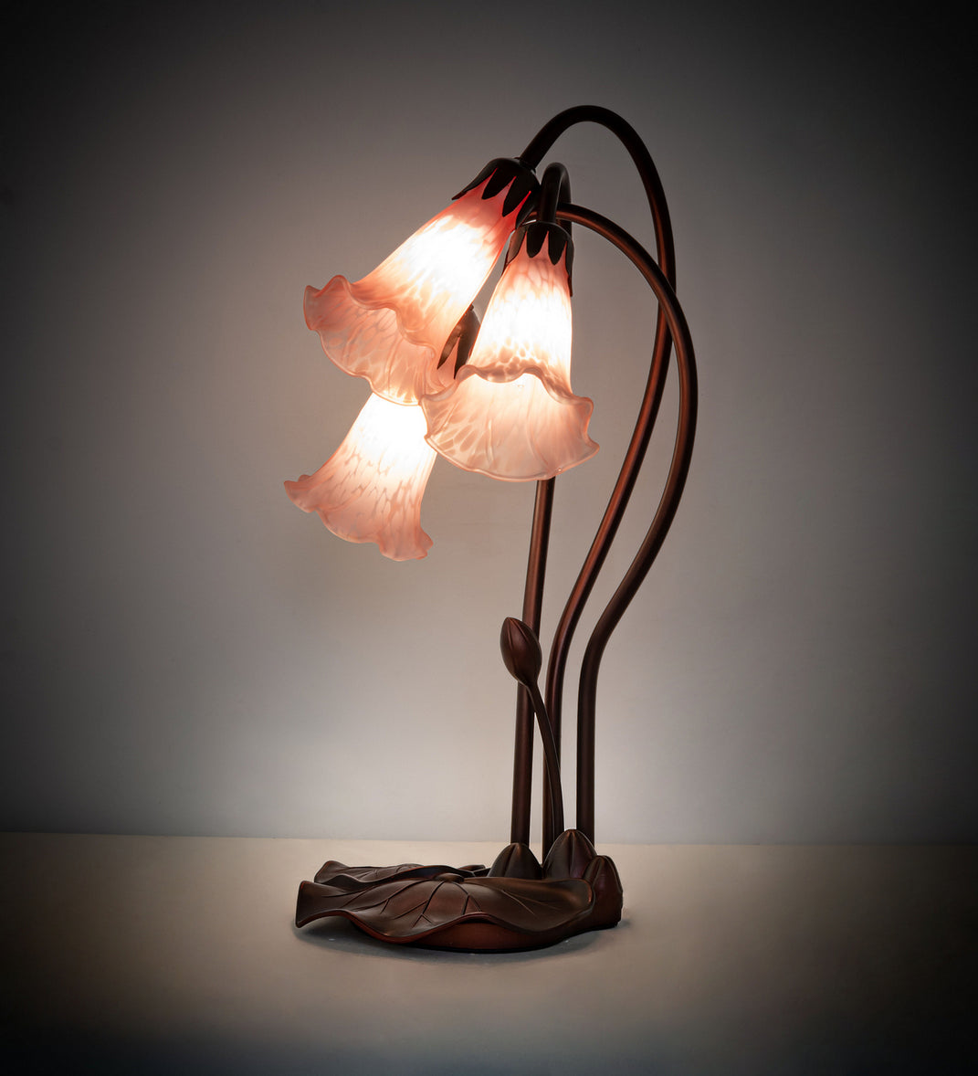 Meyda Tiffany - 14728 - Three Light Accent Lamp - Pink - Mahogany Bronze