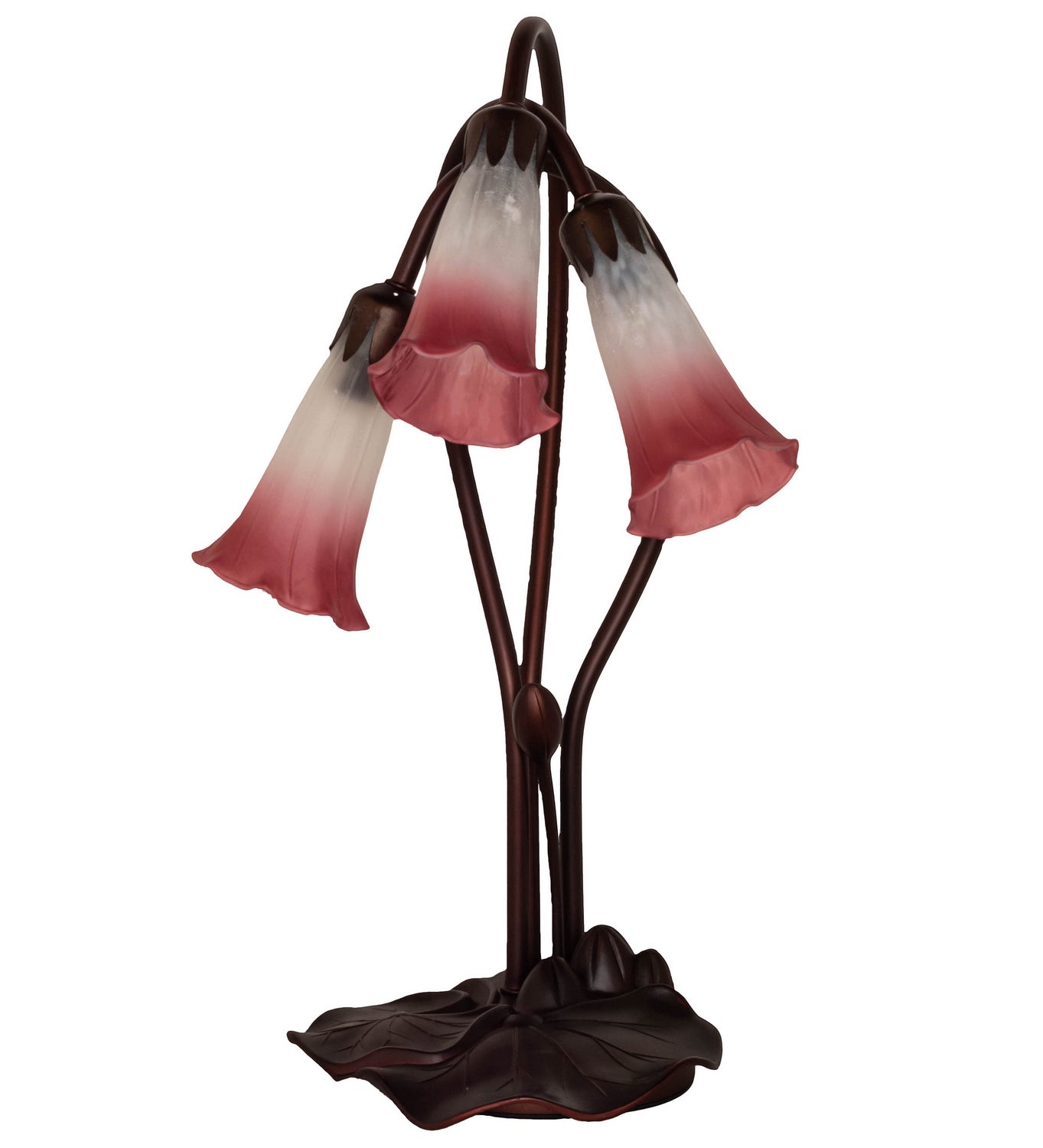 Meyda Tiffany - 14813 - Three Light Accent Lamp - Pink/White Pond Lily - Mahogany Bronze