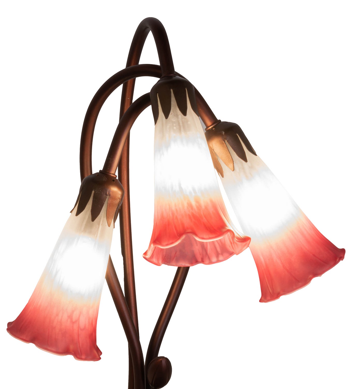 Meyda Tiffany - 14813 - Three Light Accent Lamp - Pink/White Pond Lily - Mahogany Bronze