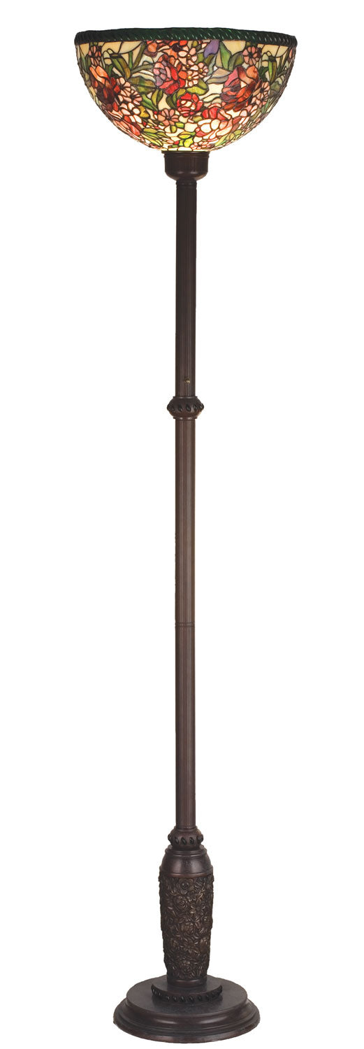 Meyda Tiffany - 14879 - 70.5" Torchiere - Romance Rose - Verdi Washed Mahogany Bronze W Gold