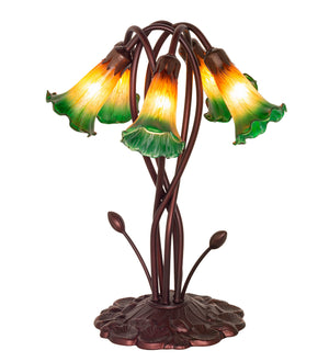 Meyda Tiffany - 14893 - Five Light Accent Lamp - Amber/Green - Mahogany Bronze