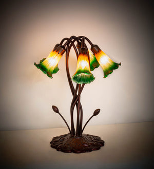 Meyda Tiffany - 14893 - Five Light Accent Lamp - Amber/Green - Mahogany Bronze