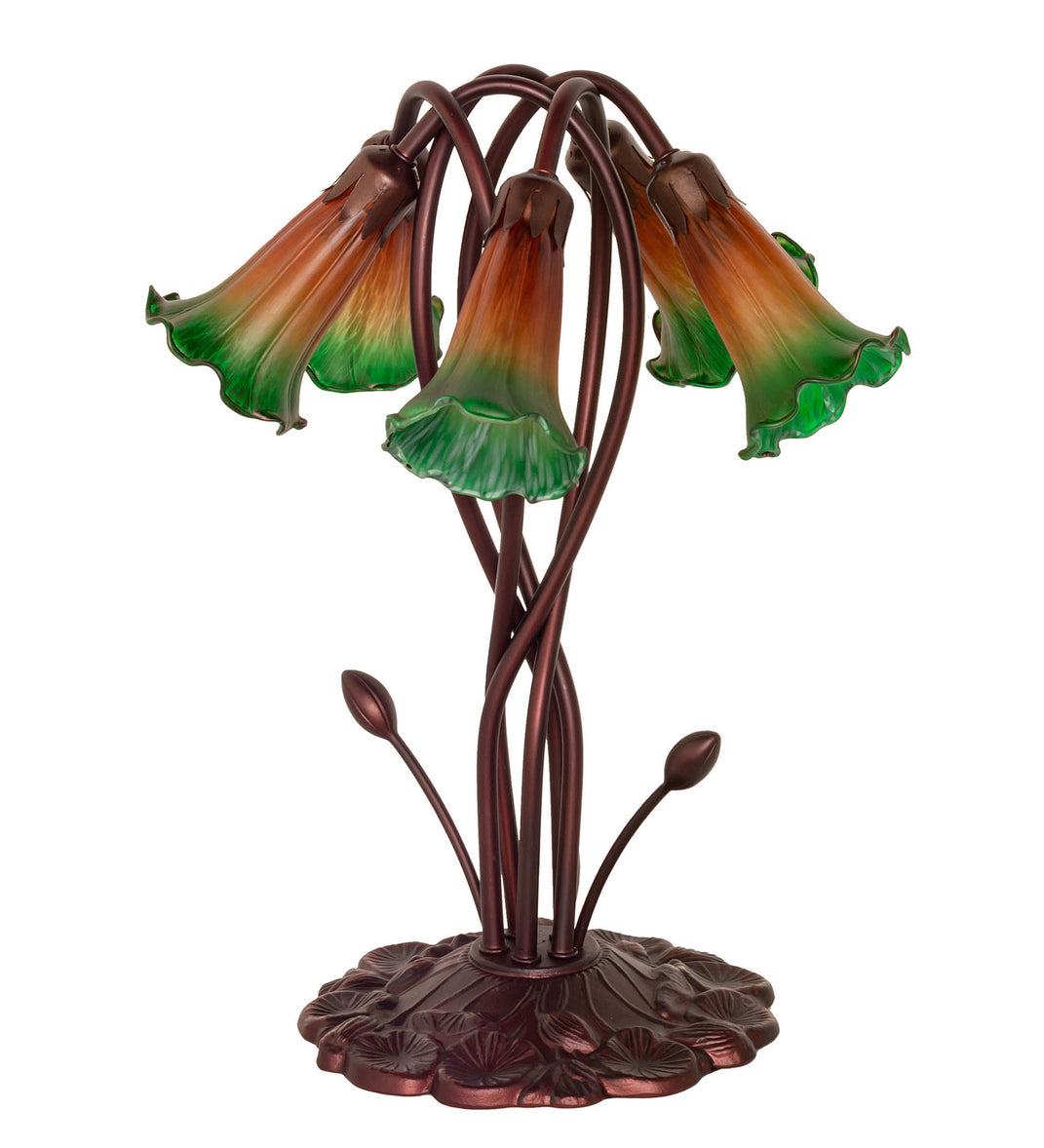 Meyda Tiffany - 14893 - Five Light Accent Lamp - Amber/Green - Mahogany Bronze