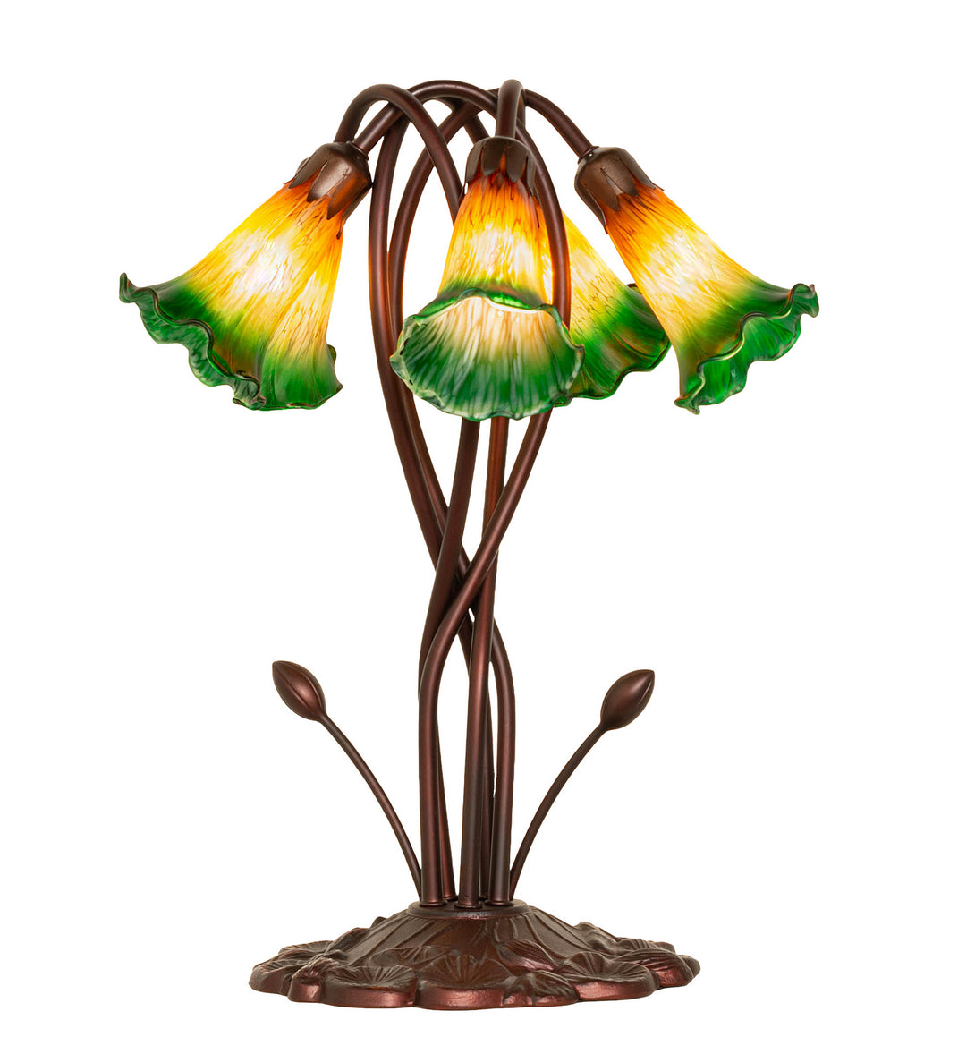 Meyda Tiffany - 14893 - Five Light Accent Lamp - Amber/Green - Mahogany Bronze