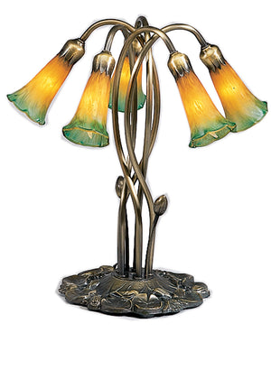 Meyda Tiffany - 14893 - Five Light Accent Lamp - Amber/Green - Mahogany Bronze