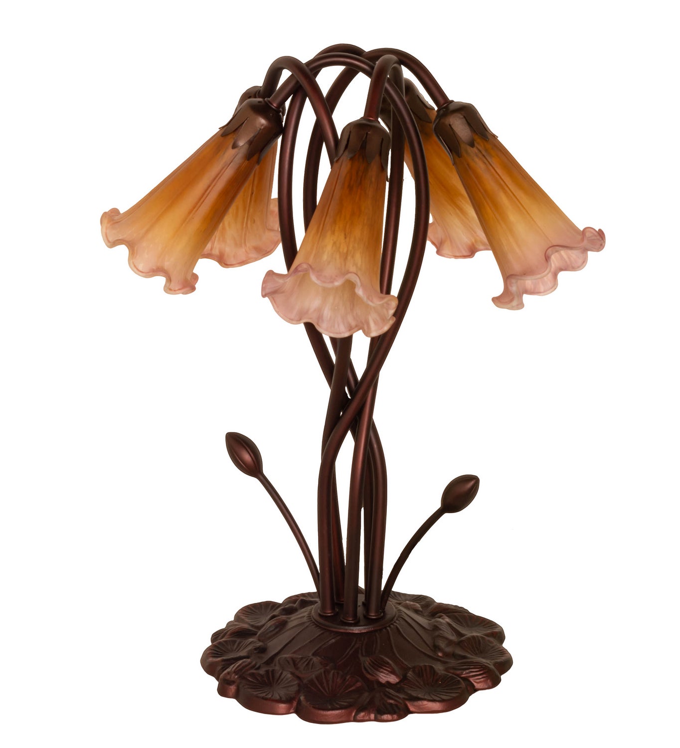 Meyda Tiffany - 14962 - Five Light Accent Lamp - Amber/Purple Pond Lily - Mahogany Bronze