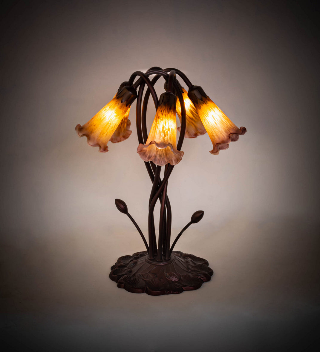 Meyda Tiffany - 14962 - Five Light Accent Lamp - Amber/Purple Pond Lily - Mahogany Bronze