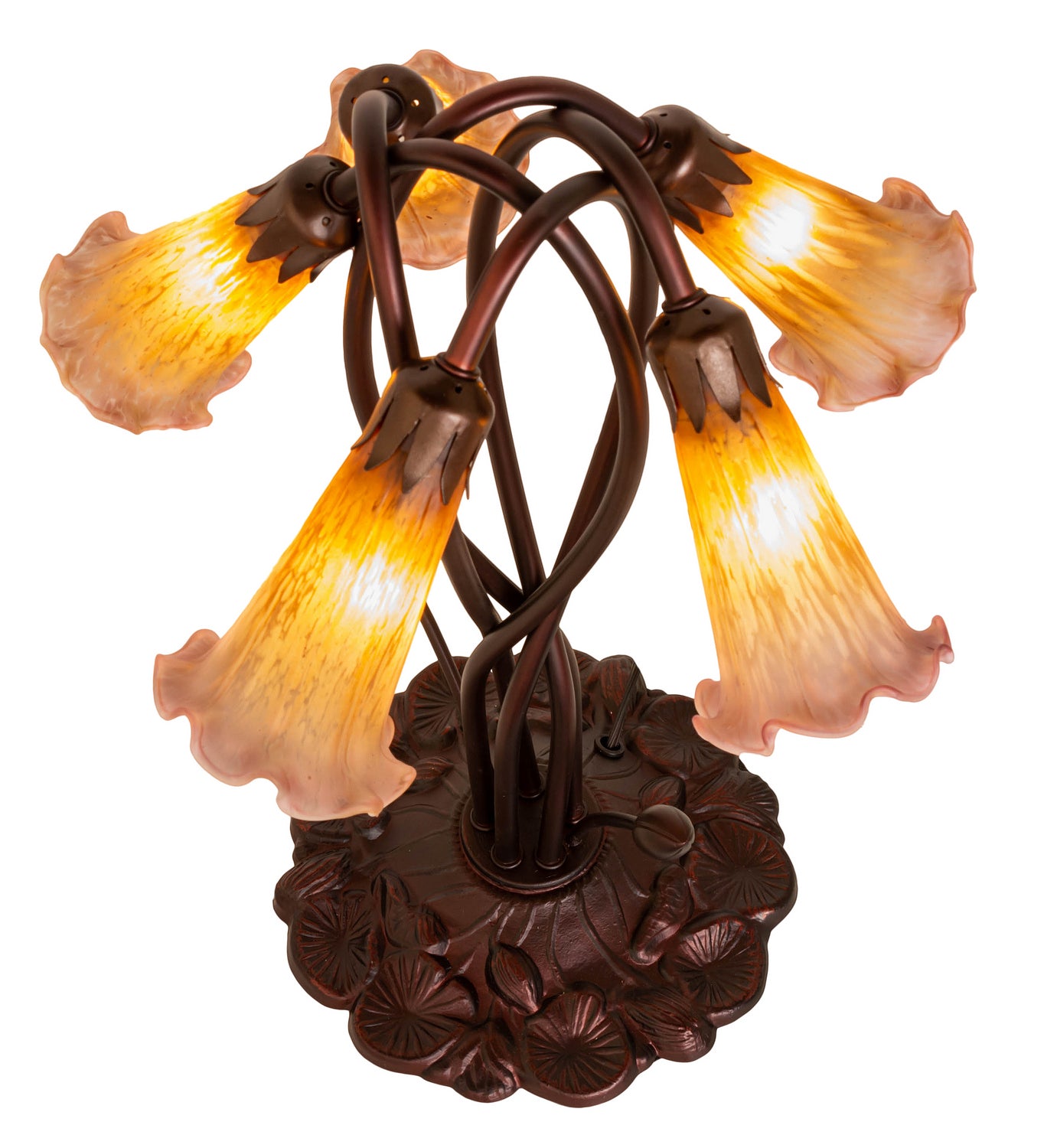 Meyda Tiffany - 14962 - Five Light Accent Lamp - Amber/Purple Pond Lily - Mahogany Bronze