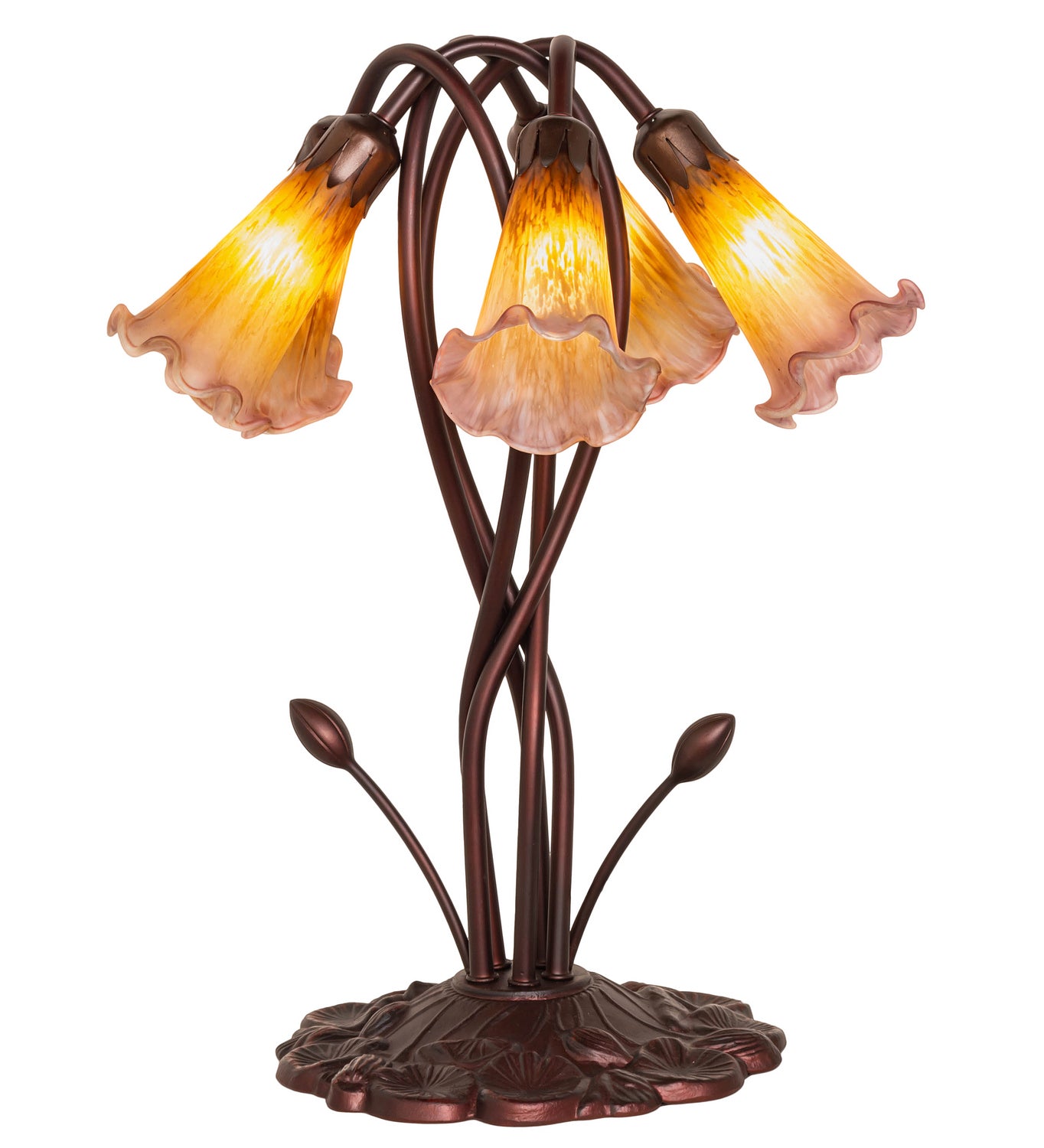 Meyda Tiffany - 14962 - Five Light Accent Lamp - Amber/Purple Pond Lily - Mahogany Bronze