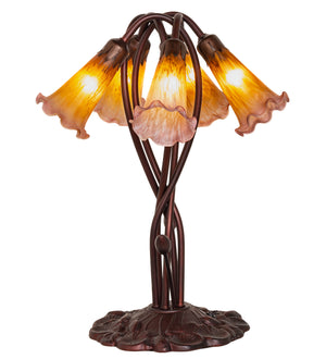 Meyda Tiffany - 14962 - Five Light Accent Lamp - Amber/Purple Pond Lily - Mahogany Bronze