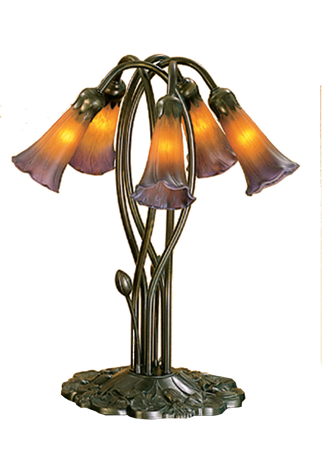 Meyda Tiffany - 14962 - Five Light Accent Lamp - Amber/Purple Pond Lily - Mahogany Bronze