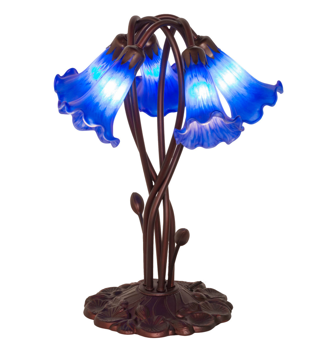 Meyda Tiffany - 14995 - Five Light Accent Lamp - Blue Pond Lily - Mahogany Bronze