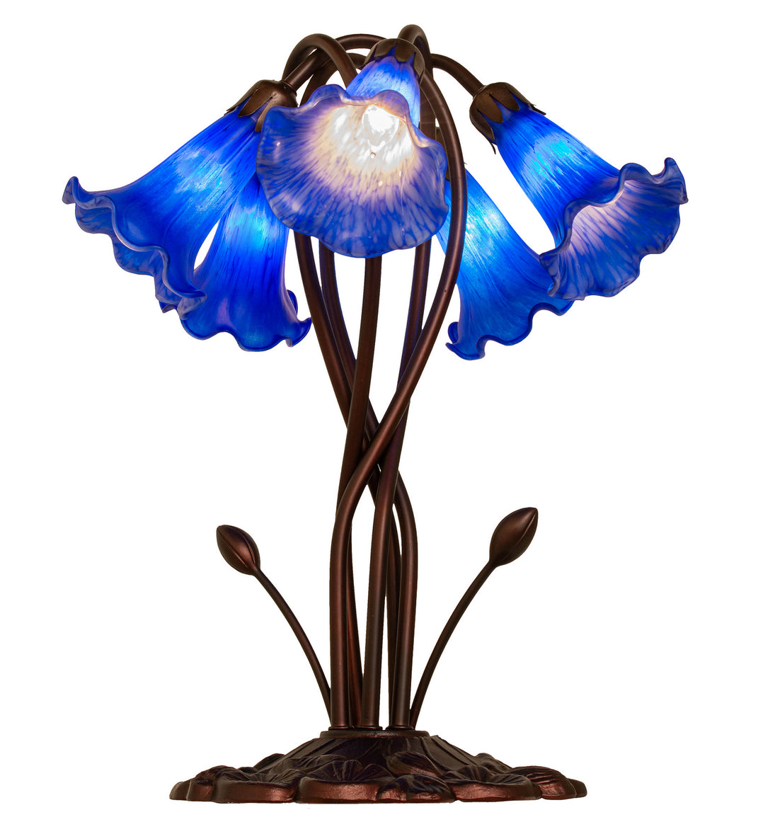 Meyda Tiffany - 14995 - Five Light Accent Lamp - Blue Pond Lily - Mahogany Bronze