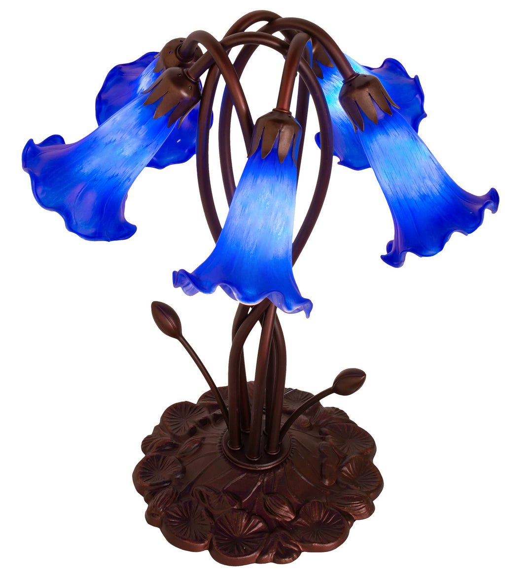 Meyda Tiffany - 14995 - Five Light Accent Lamp - Blue Pond Lily - Mahogany Bronze